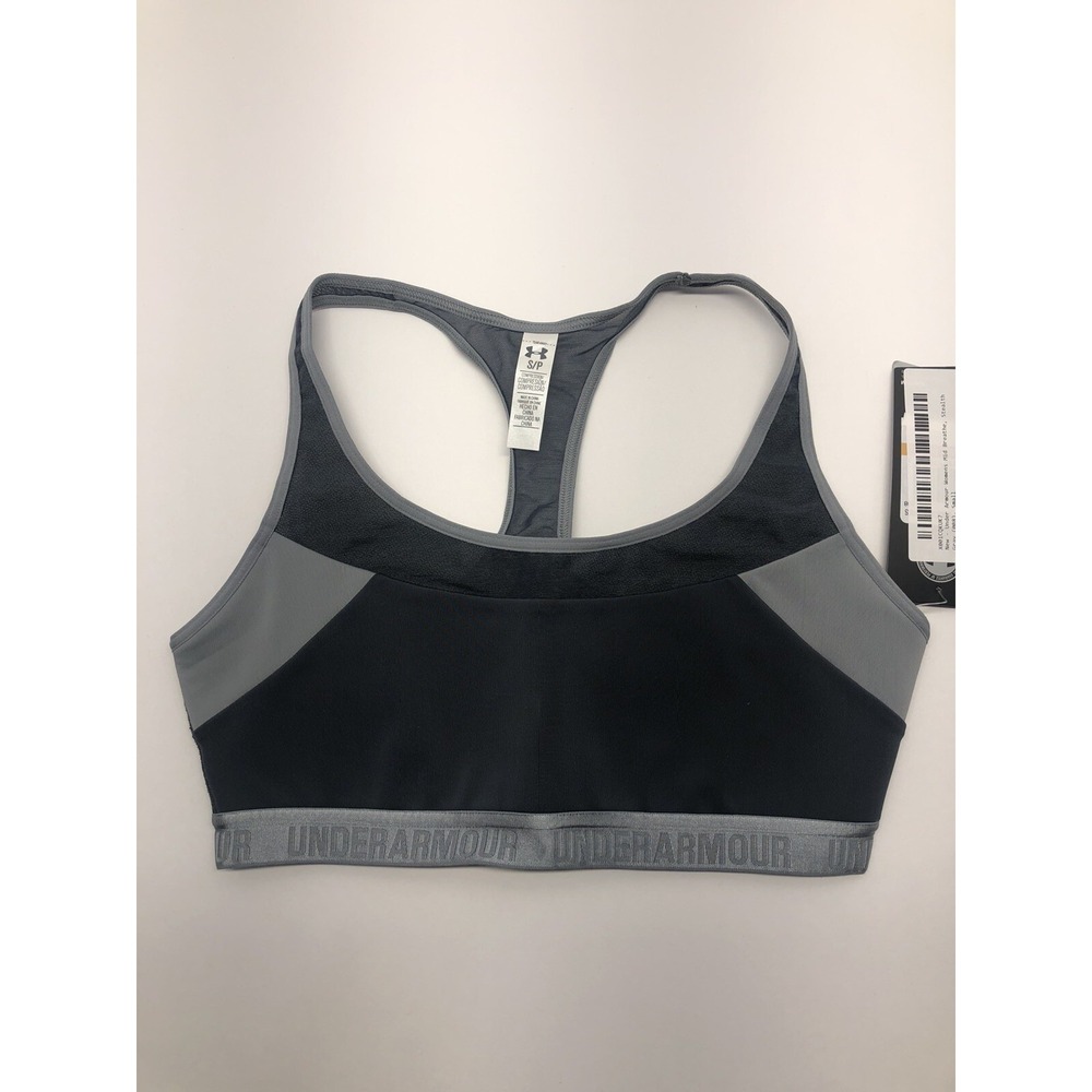 NEW UNDER ARMOUR UA Women's Stealth Gray Sports Bra SMALL S